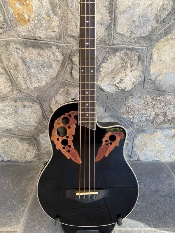 Harley Benton HBO-850 BK — Acoustic-Electric Bass Guitar, Black, HSY-400D Preamp + Video Demo image 1
