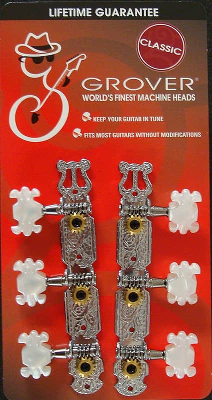 Grover 303C Classical Guitar Tuning Machines, Chrome Finish