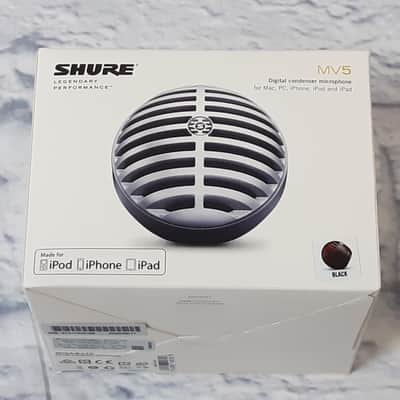Shure MV5 Digital Condenser Microphone in Black w/USB & Lightning Cable image 1