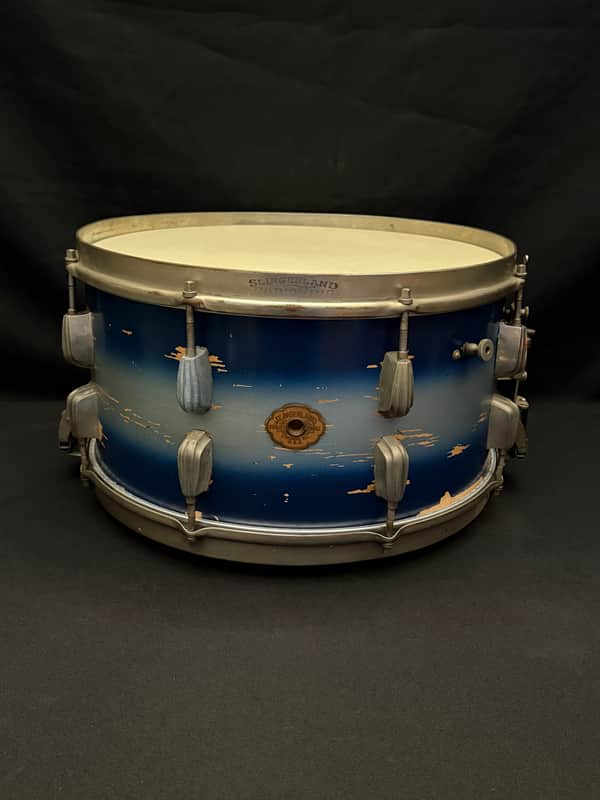 Slingerland Hollywood Ace Swing Radio King model 1-ply snare drum 14" x 7" 1939-1954 - Duco Blue Silver image 1