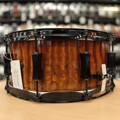 Pork Pie 7x14" Maple/Bubinga Snare Drum (Bubinga Hi-Gloss with Black Hardware) #2 image 5