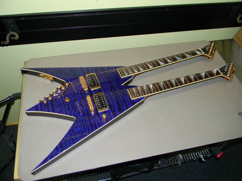 JACKSON USA CUSTOM SHOP KING V DOUBLENECK GUITAR TRANS ROYAL BLUE