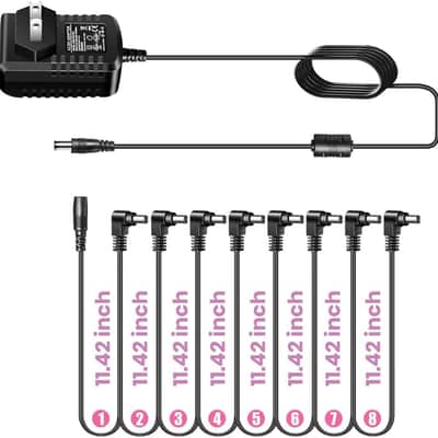 Guitar Pedal Power Supply Adapter 9V DC 1A(1000mA Tip Negative 5 Way Daisy Chain Pedal Cables for Most Guitar Effect Pedals image 3