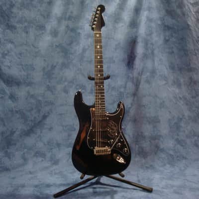 Custom Semi-Hollow Body Thin Line Strat w Lindsey Fralin Split Blade P'ups Black image 21