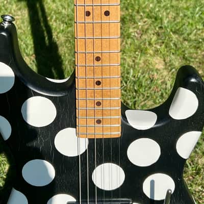 MusiKraft Super Strat - Black w/white polka dots- EVH image 10