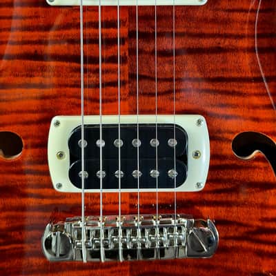PRS SE Hollowbody I Piezo Double Cut Electric Guitar - Orange Tiger Smokeburst image 5