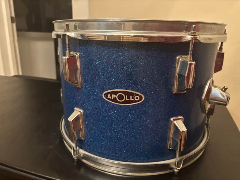 Vintage Apollo 12” Blue Sparkle Tom Drum – Made in Taiwan image 1