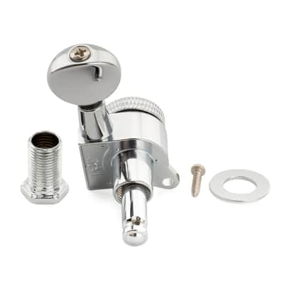 Brio Pro Left-Handed Locking Tuners — 6-in-Line | 18:1 Ratio | Vintage Oval Buttons - Chrome image 3