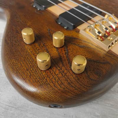 1989 Aria Pro II SB-1200 LH Left Handed Neckthrough Bass (Natural Walnut) image 2
