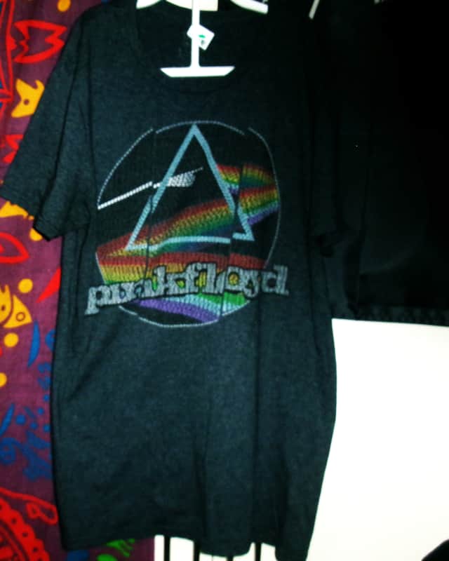 pink floyd official dark side of the moon xl multi color logo woman tee - syd barrett madcap money sleep space rock image 1