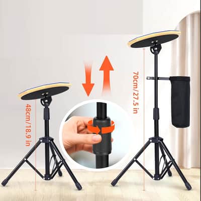 Upgraded 12 Inch Practice Drum Pad with Stand, Sticks and Drum Stick Bucket, Beginner Snare Drum Pad with Drumsticks(one pair) and Carrying Bag, Double Sided Silent Drum Pad (Blue) image 2
