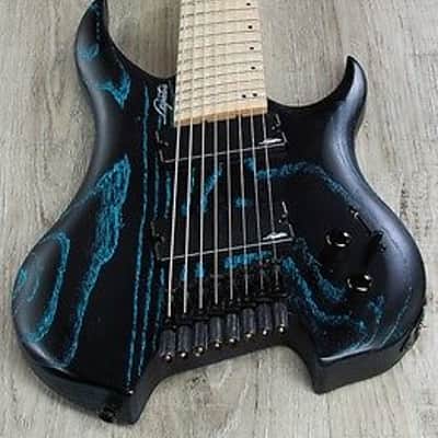 Legator GHFB8 Ghost Fanned Fret 8-String Electric Guitar Maple Board Blue Ash image 4