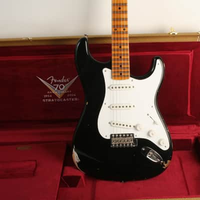 Fender Custom Shop Limited Edition Fat 1954 Stratocaster Relic with Closet Classic Hardware 1-Piece Quartersawn Maple Neck Fingerboard Aged Black LXX0779 image 1
