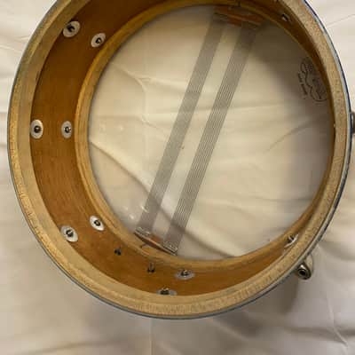 Slingerland Swingster Ensemble 22x12 Bass Drum and 14x5.5 Student Model Radio King 1955-1959 Blue/silver duco image 5