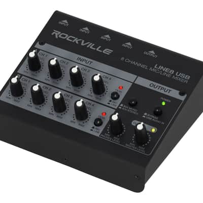 Rockville LINE8 USB 8 Channel Mic/Line Mixer w/ USB Computer Recording Interface image 3