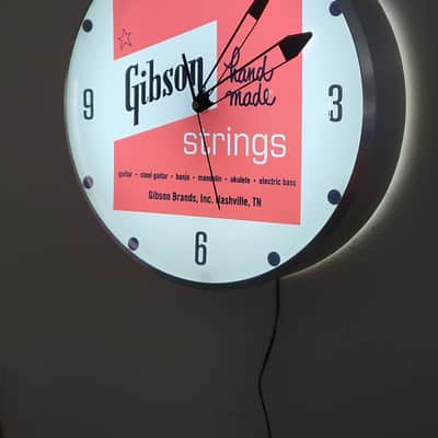 60's Style Gibson Guitars Round Light Up Clock Killer Cool Man Cave/Garage Accessory image 4