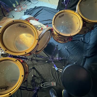 Rikki Rockett's Poison, Rockett Drum Works, Steam Bent Hickory "The Rose" Drum Kit, 22",16", 14", 12", 10",  Plus Woofer, Swarovski Crystals, Signed! STUNNING image 25