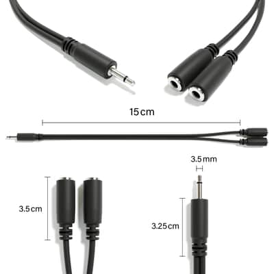 ExcelValley [Black] 5-Pack - Mono Splitter Y Patch Cables - TS 3.5mm 1/8" Eurorack Synth Synthesizer image 2
