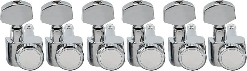 Pro 6-in-line 2-pins Guitar Locking Tuners Machine Heads Tuning Pegs Keys Set for Fender Strat/Tele, Chrome image 1