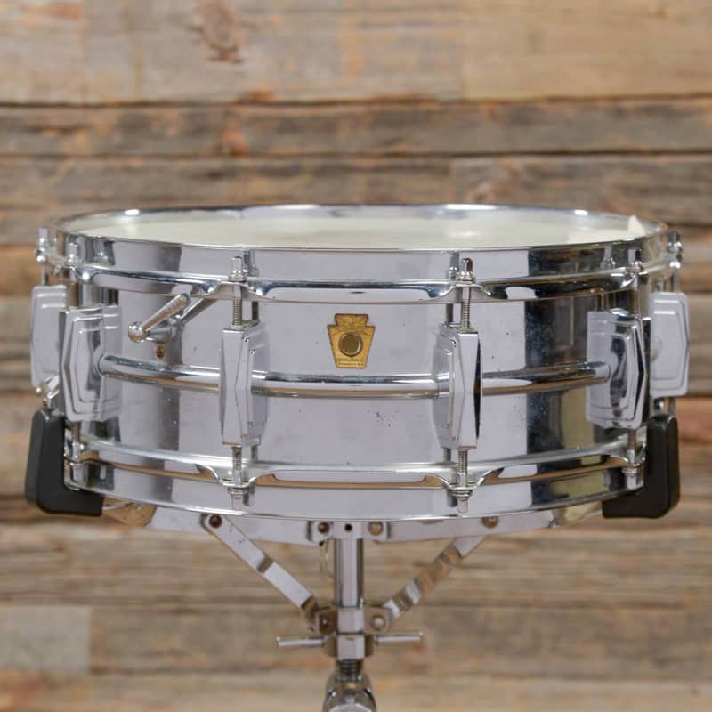 Ludwig No. 400 Super-Ludwig 5x14" Chrome Over Brass Snare Drum with Keystone Badge 1960 - 1963 image 2