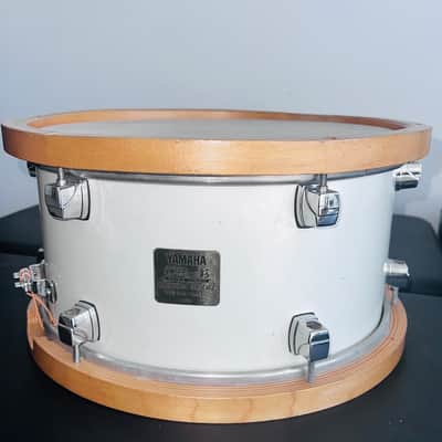 Yamaha WSD13AJ Akira Jimbo Signature 13x7" Beech Snare Drum with Wood Hoops 2000s - White image 2
