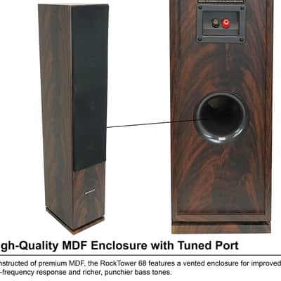 Rockville 1000 Watt Bluetooth Stereo Home Receiver+(2) Dark Wood Tower Speakers image 2