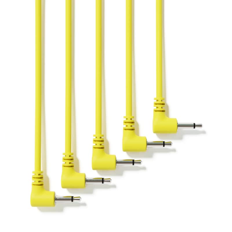 ExcelValley [Yellow | 15 cm - 5.91"] 5-Pack - Right Angle Mono Modular Patch Cables image 1