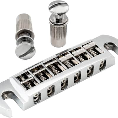 Pigtail Style Wrap around Bridge Tailpiece for LP Electric Guitar Chrome image 1