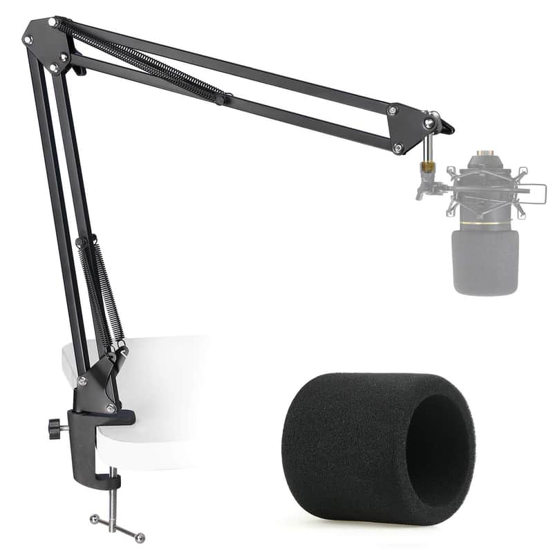 Mxl 770 990 Microphone Stand With Pop Filter - Mic Suspension Boom Scissor Arm Stand With Foam Windscreen For Mxl Mics 990 770 By image 1