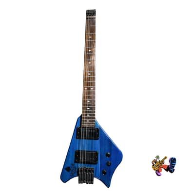 BootLegger Guitar Spade Gibson Scale 24.75 Headless Guitar With Case 2022 Blue Clear image 1