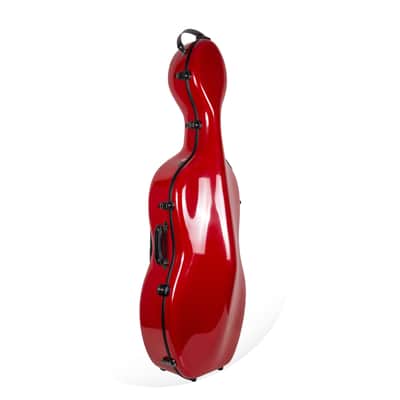 Crossrock Fiberglass Cello Case with Wheels - Fits 4/4 Full Size Cellos - Includes Padded Music Pouch, 3 Handles, Removable Shoulder Straps, Combination Lock - Red (CRF2020CEFRD) image 1
