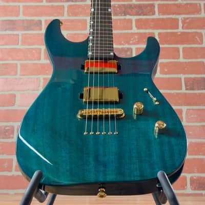 ESP USA M-II DX NT Mahogany Gold Hardware Electric Guitar - See Thru Aqua - Gold EMG 81X (Bridge) & 85X (Neck) Pickups image 6