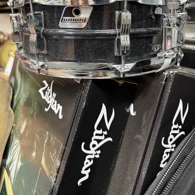 Ludwig LM404 Acrolite 5x14" 8-Lug Aluminum Snare Drum with Black/White Badge 1994 - 2012 - Black Galaxy image 7