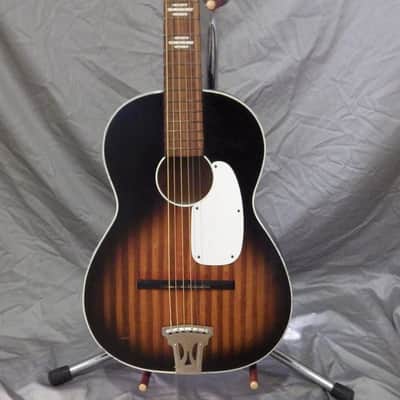 RARE "Domino"/Harmony Stella Parlor Guitar (1950s, 2-Tone Burst w/ Faux Flame) image 1