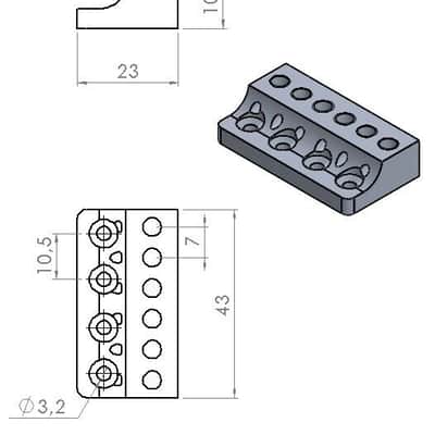 Nova Guitar Parts 6-String Multiscale Headless Guitar Bridge image 8