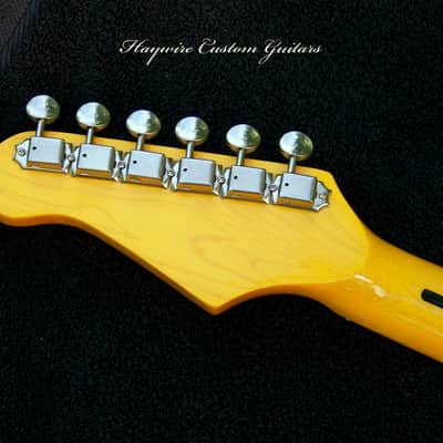 Blue Custom Shop Mahogany 7-Sound Switching Strat + Working Bridge Tone+Treble Bleed+SRV Pickups + Treble Bleed Circuit + '59 Style Neck with "C" Profile+ Setup+ Leveled, Crowned and Polished Frets+ Kluson Style Vintage Tuners and White Pearl Guard! image 4