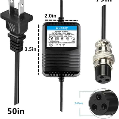 AC17VX2 600mA for Mixing Console Mixer Power Supply AC Adapter 3-Pin Connector Plug for Yamaha MG16/MG166CX/MG166C/F4/F7/6FX/MG82X,Connector Pedalboard Power Supply 17V 600mA,110V-120V Input US Plug image 2