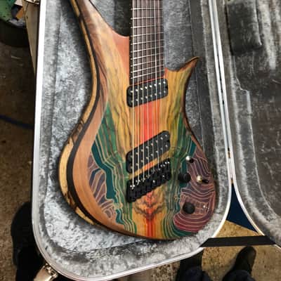 One of a kind 2018 RLG Red Layer Guitars Custom made in Amsterdam Multi-scale 27.7”-29.4” Juggernaut Baritone 8 string graphtech ghost Piezo saddles/preamp Lundgren M8 Alex Grey Inspired Inlay Hiscox Tool Djent Meshuggah image 23