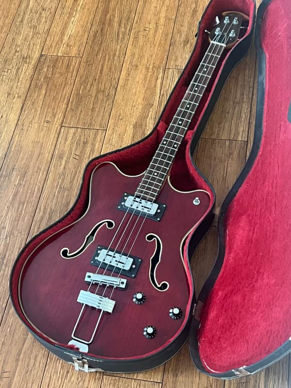 Vintage Ovation Typhoon Bass 1222-2 Fretted 1968/69 - Wine Red image 1