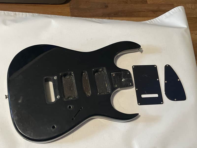 1990 Korean Ibanez EX 140 Series Black Basswood Guitar Body 2 Post Tremolo Ready image 1