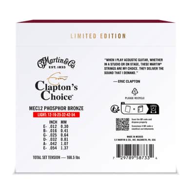 Martin MEC12 Clapton's Choice Phosphor Bronze Acoustic Guitar Strings Light 12-54 image 2