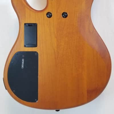 Yamaha TRBX604FM Flame Top 4 String Electric Bass, 3-Band Active EQ , Matte Amber image 10