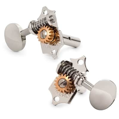 Waverly Guitar Tuners with Vintage Oval Knobs for Slotted Pegheads, Nickel, 3L/3R image 2