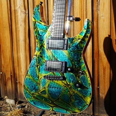 ESP USA Horizon-II Psychedelic Flame 6-String Electric Guitar w/ Black Tolex FF Case image 11