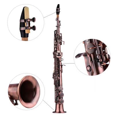 Straight Soprano Saxophone Bb Brass Nickel Plated with Carve Pattern – Full Sax Kit for Jazz & Classical Music image 2