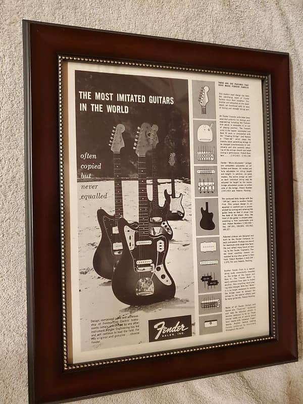 1964 Fender Guitars Promotional Ad Framed Stratocaster, Jaguar, Jazzmaster, Jazz Bass Original image 1