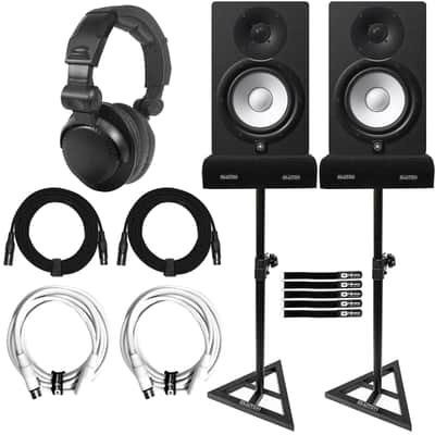 Yamaha HS8 8" Powered Active Studio Monitor Speakers Pair w Stands Headphones image 1