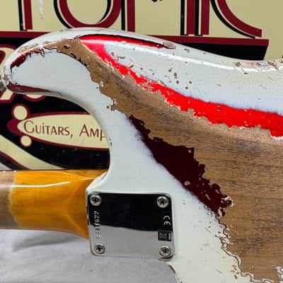 Fender USA Custom Shop Limited Edition White Lightning Stratocaster FR HSS 22 Guitar with COA + Case 2023 - Olympic White top / Candy Apple Red bottom / Rosewood fingerboard image 14