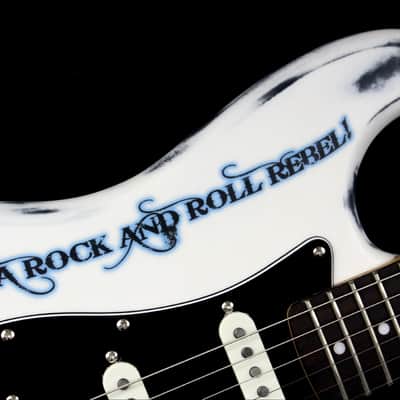 Custom Painted and Upgraded Fender Squier Bullet Strat Series - Aged and Worn with Custom Graphics image 9