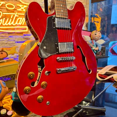 Vintage Guitar  VINTAGE LVSA500CR Red LEFT HANDED Zurda Thin Line SEMI ACOUSTIC GUITAR    Cherry Red image 4